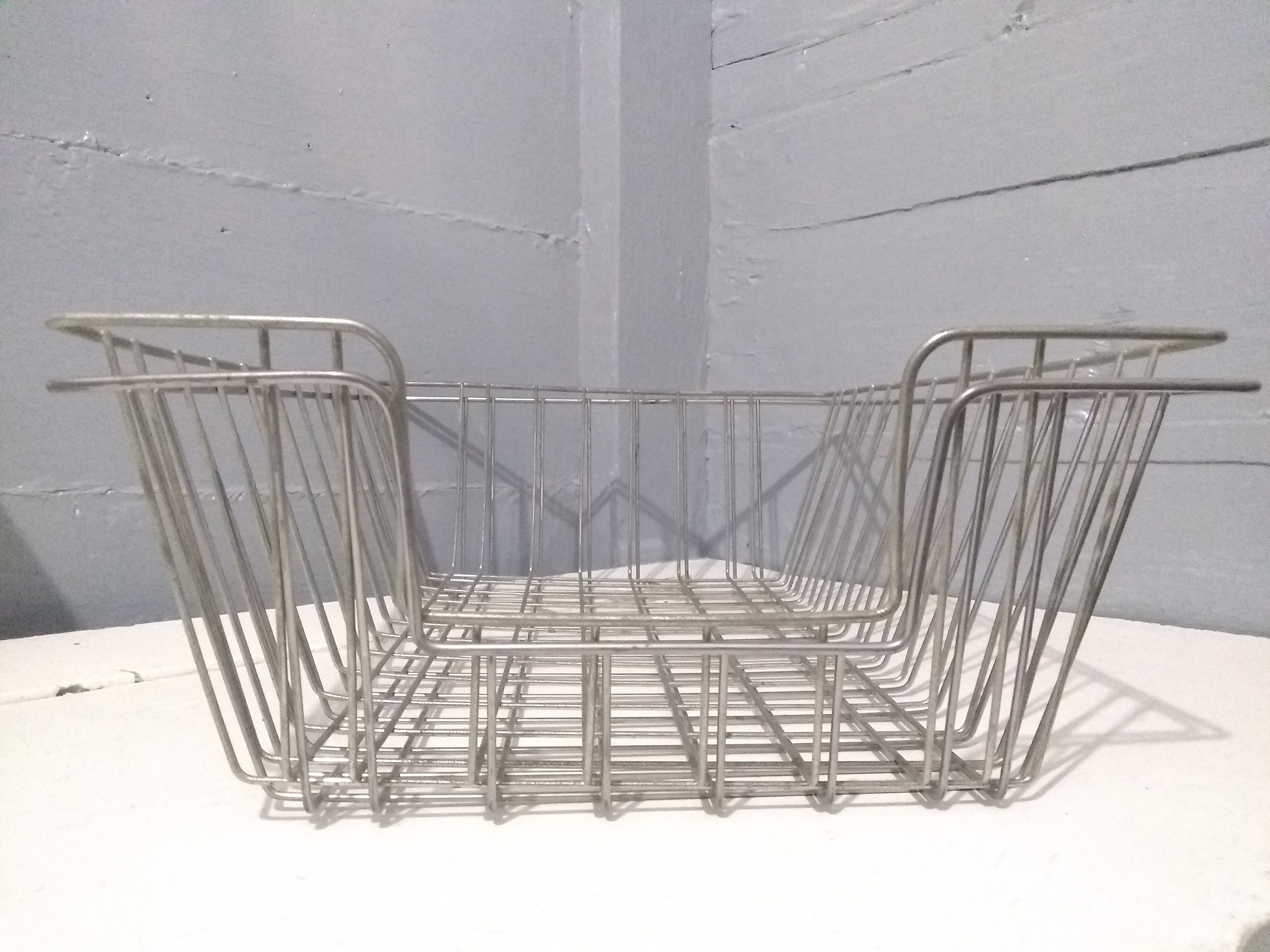 Vintage Metal Wire Basket Desk Tray Paper Tray Mid Century Modern