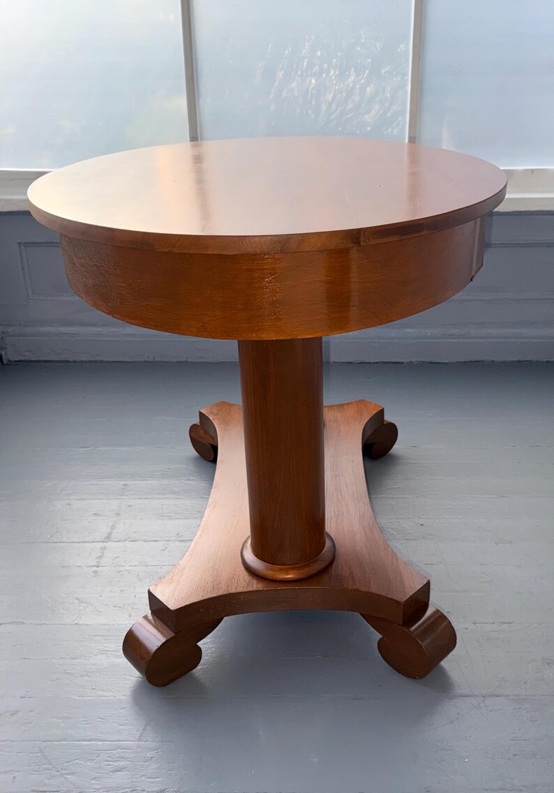 Antique Oval Wood Library Table, Early 1900s Pecan Finish - Etsy