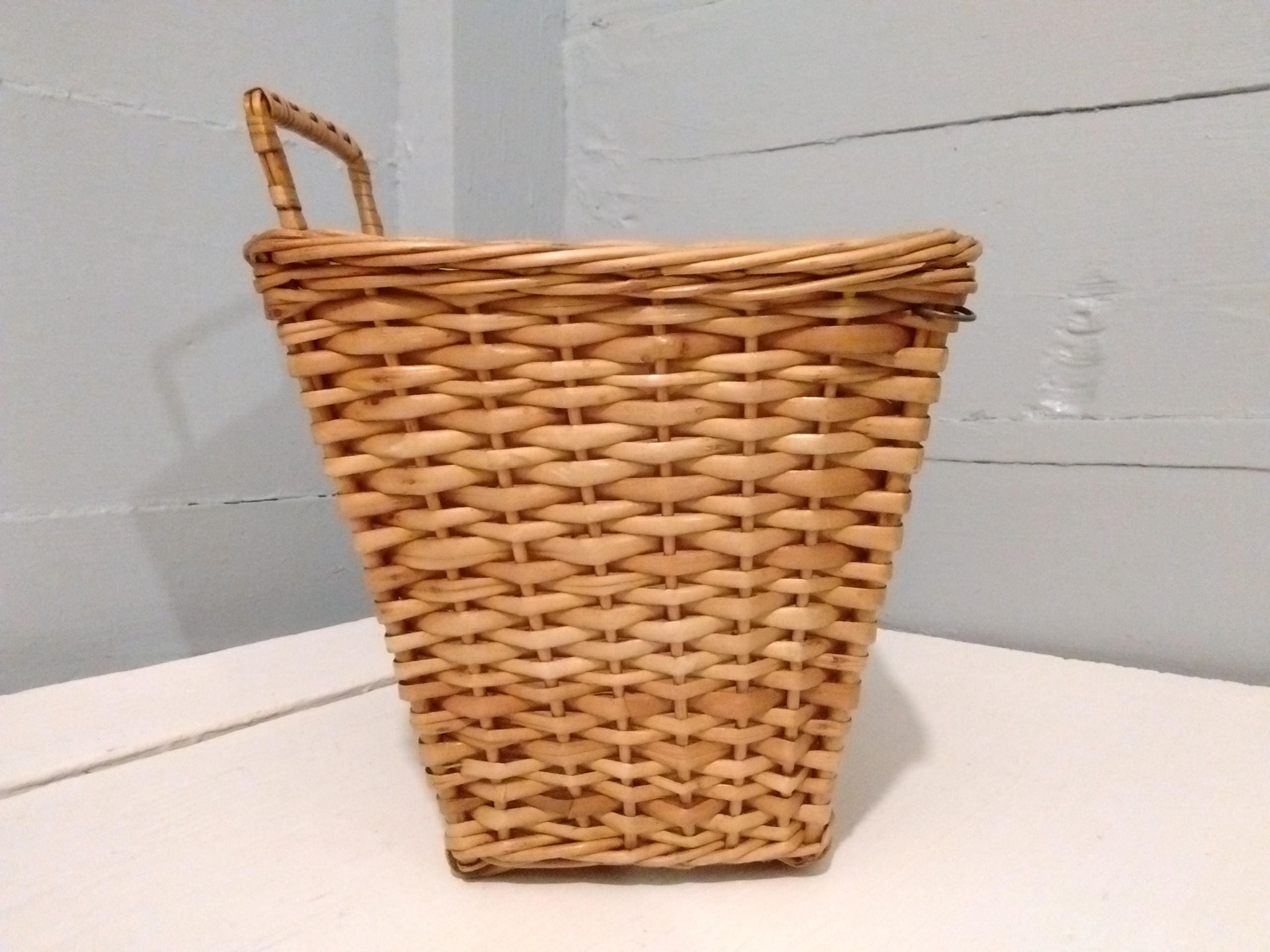 Vintage, Large, Hanging, Basket, Wicker, Rectangle, Farmhouse, Country
