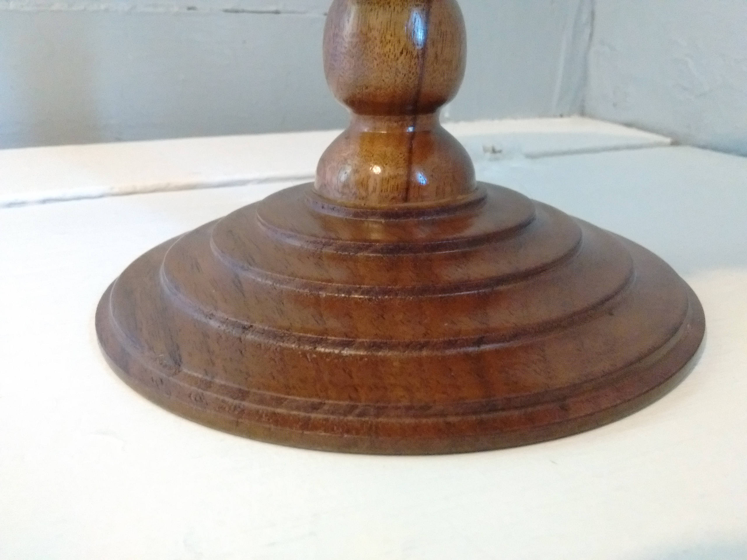 Vintage, Wood Pedestal Bowl, Pillar Candle Holder, Wood Bowl