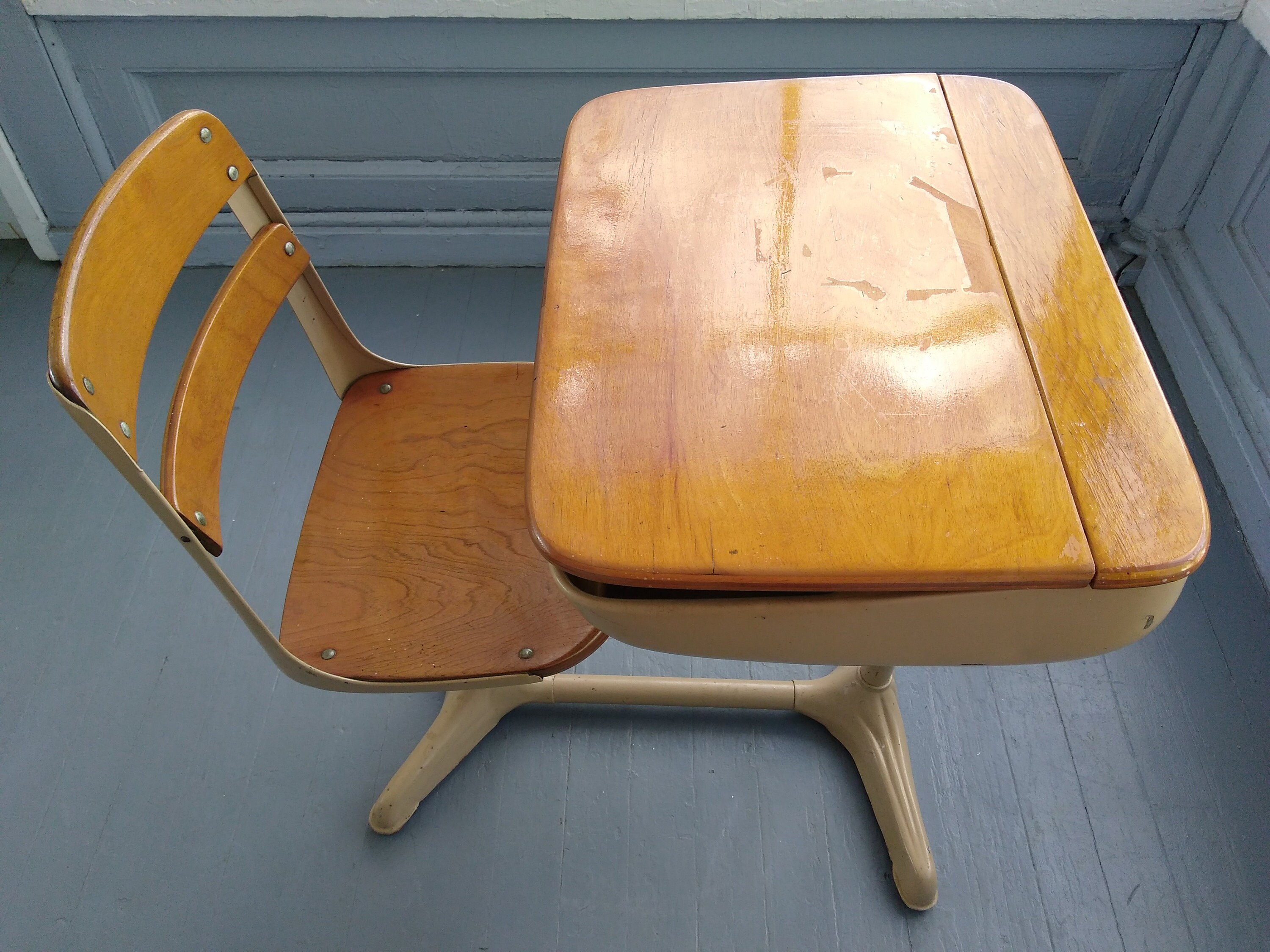 Vintage School Desk Kids Desk and Chair Metal and Wood Industrial