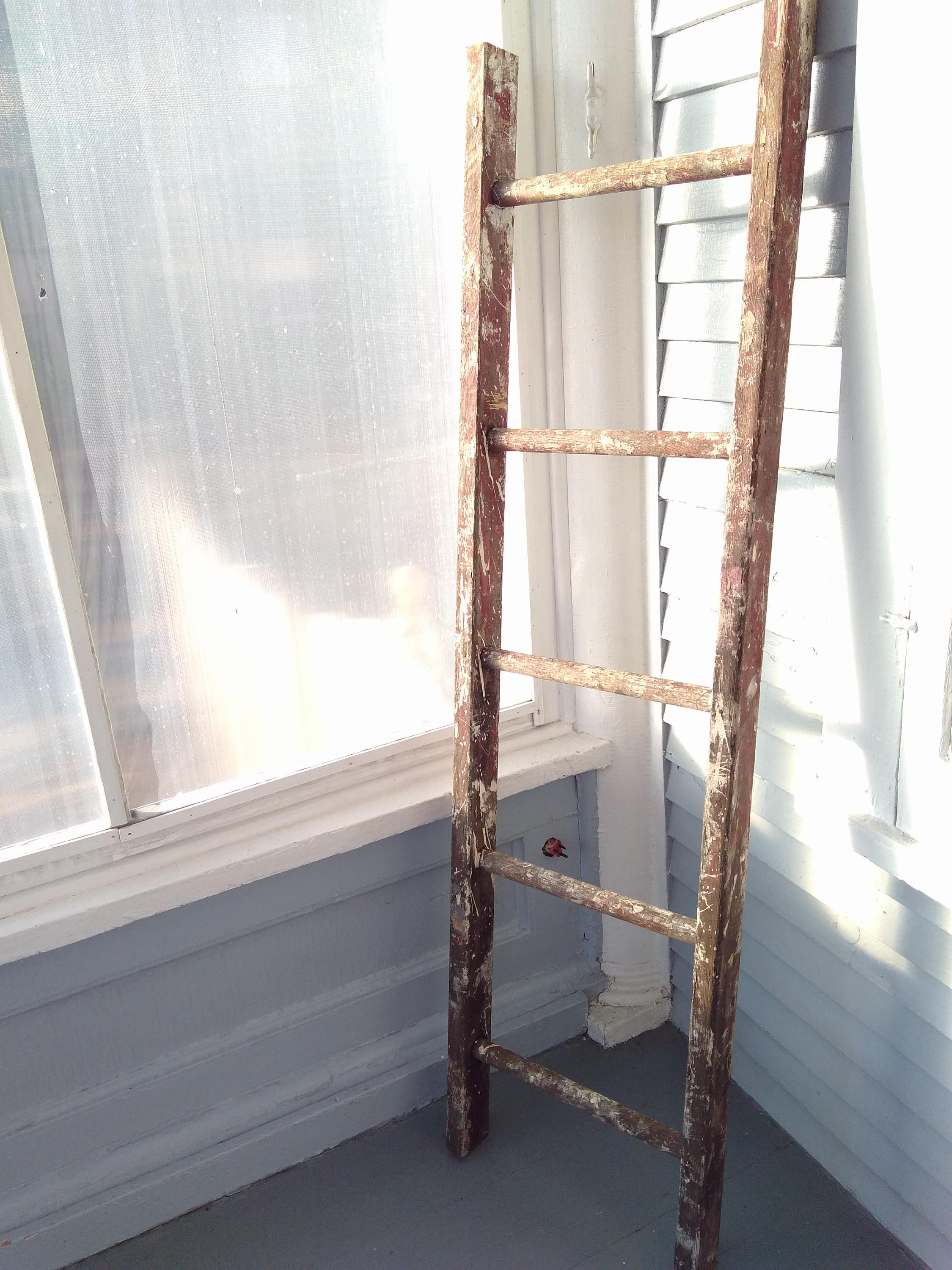 Antique, Ladder, Orchard Ladder, Narrow, Rustic, Wood, Blanket Display