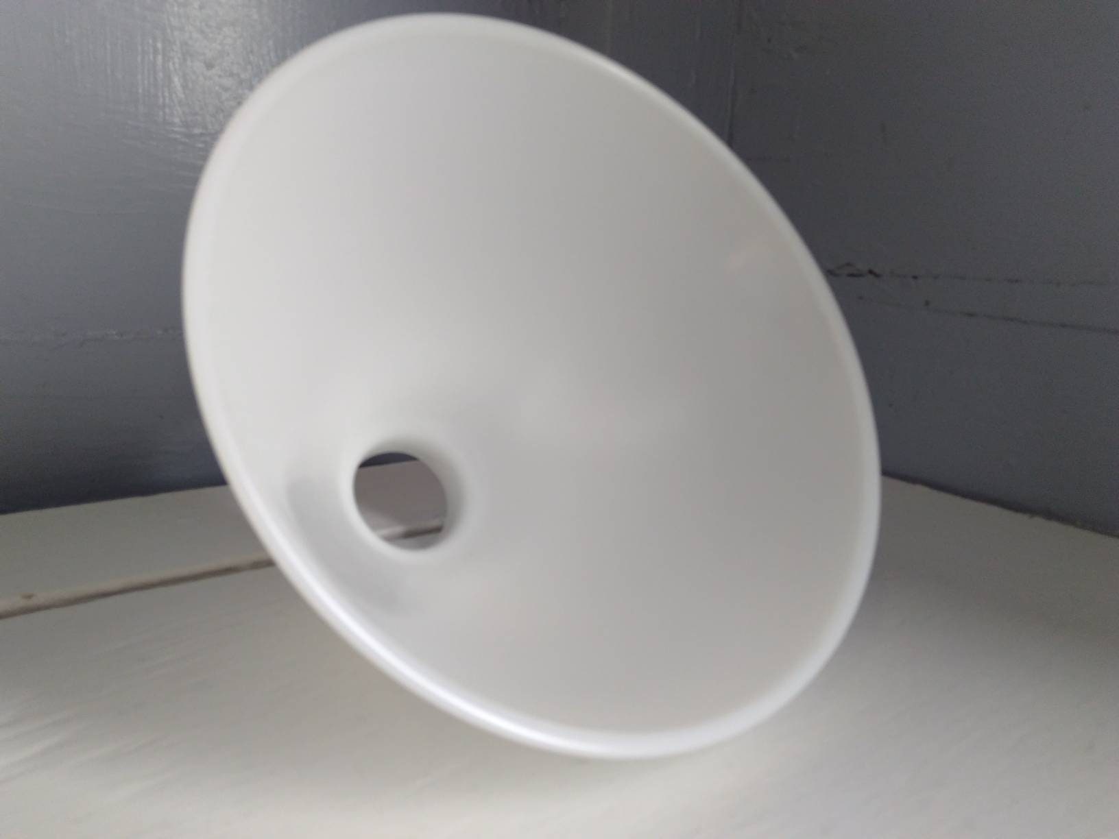 Vintage 8 White Milk Glass Waffle Pattern Diffuser Torchiere Floor Lamp