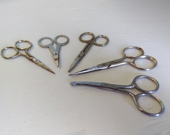 Vintage Scissors Small Metal Collection of Sewing and/or Crafting Scissors Tools  RhymeswithDaughter