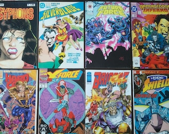 16 Comic Books 80s/90s by; Now, DC, Valiant, Blathorne Publishing, Marvel, Malibu, Image and Impact Collectable Gift Idea RhymeswithDaughter