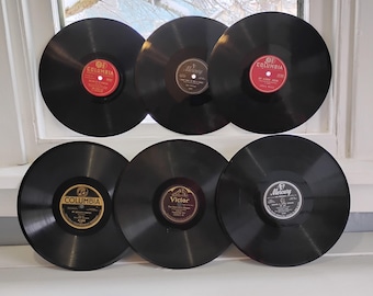 Antique Victrola Records: Lot of 6, Craft Supply, Photo Props