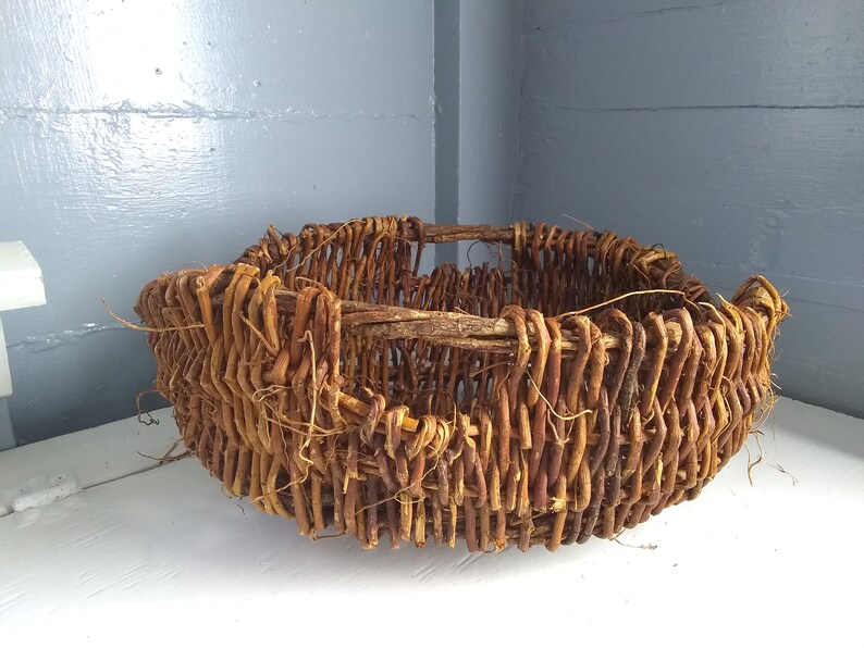 Large Vintage Grape Vine Basket Egg Shaped Boho Home Decor Natural Rustic Country Farmhouse Cottage Storage Home Decor RhymeswithDaughter image 2