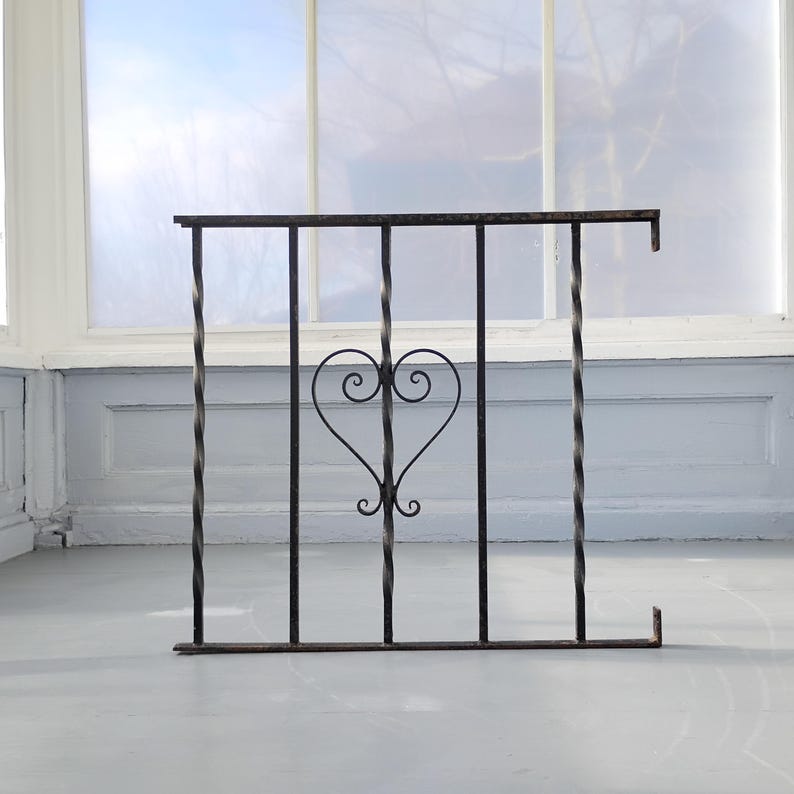 Heart Railing Vintage Heavy Wrought Iron Single Heart Railing Rare Handrail Exterior ...