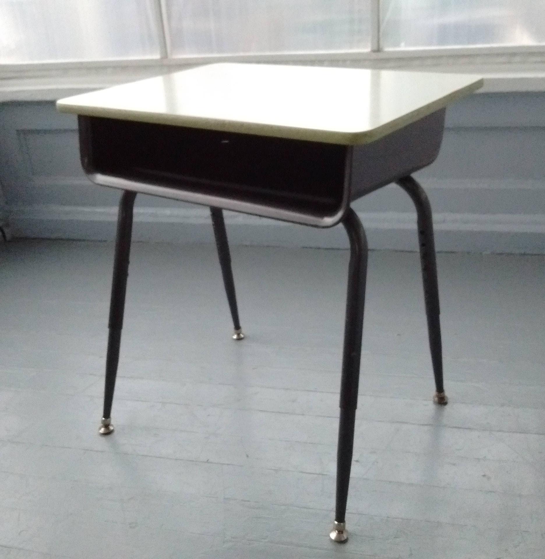 Vintage Kids Desk School Age Childs Desk Adjustable Metal And