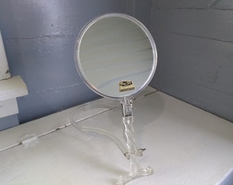 Vintage Mirror Standing Portable 2 sided Regular and Magnified Vanity Mirror Shaving Make up Mirror Photo Prop RhymeswithDaughter