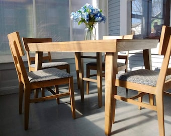 Gorgeous Vintage Art Deco Dining Table and Four Chairs Wood  RhymeswithDaughter