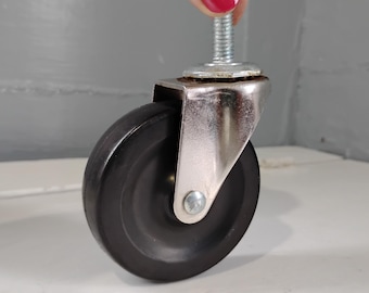One Vintage 3" Industrial Wheel Caster with Swivel Bearings and Threaded Stem, RhymeswithDaughter