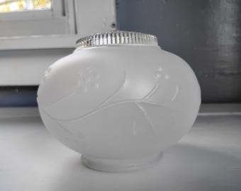 Vintage Frosted Glass Floral Ceiling Light Fixture Shade Globe Replacement Restoration RhymeswithDaughter