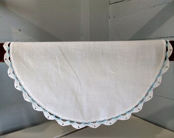 Doily Linen Round Small 10 1/2" White Vintage Floral Needle Point Cotton Cotton Lace Farmhouse Country Kitchen Decor RhymeswithDaughter