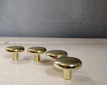 Vintage Brass Mushroom Knobs: Cabinet Hardware, Lot of 4, RhymeswithDaughter
