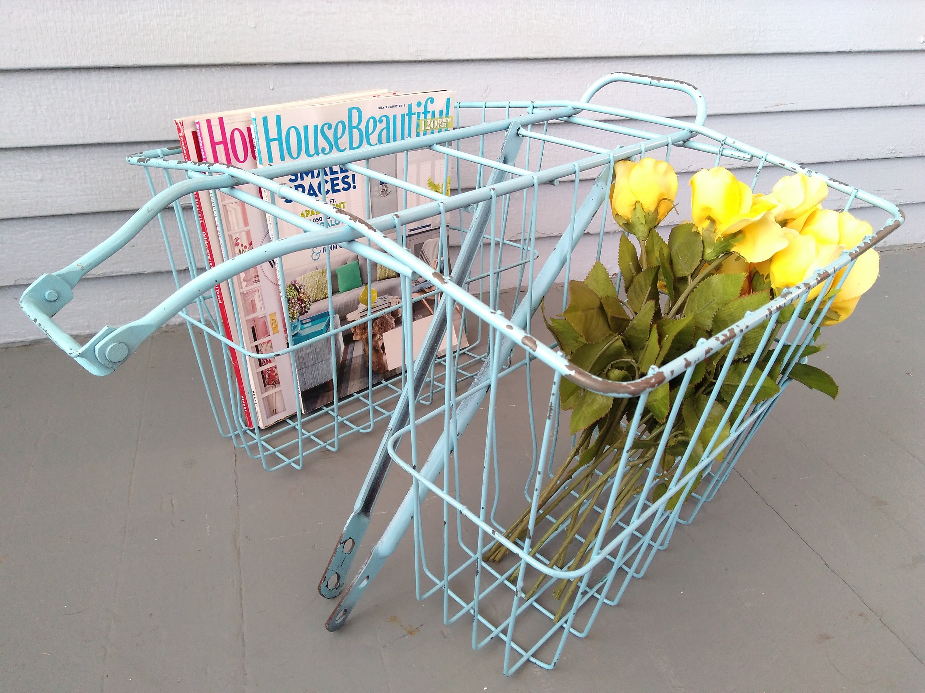 Vintage Double Bike Basket Rear Basket Metal Wire Basket