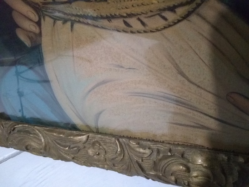 Antique Religious Wall Art the Holy Family Large Framed Etsy