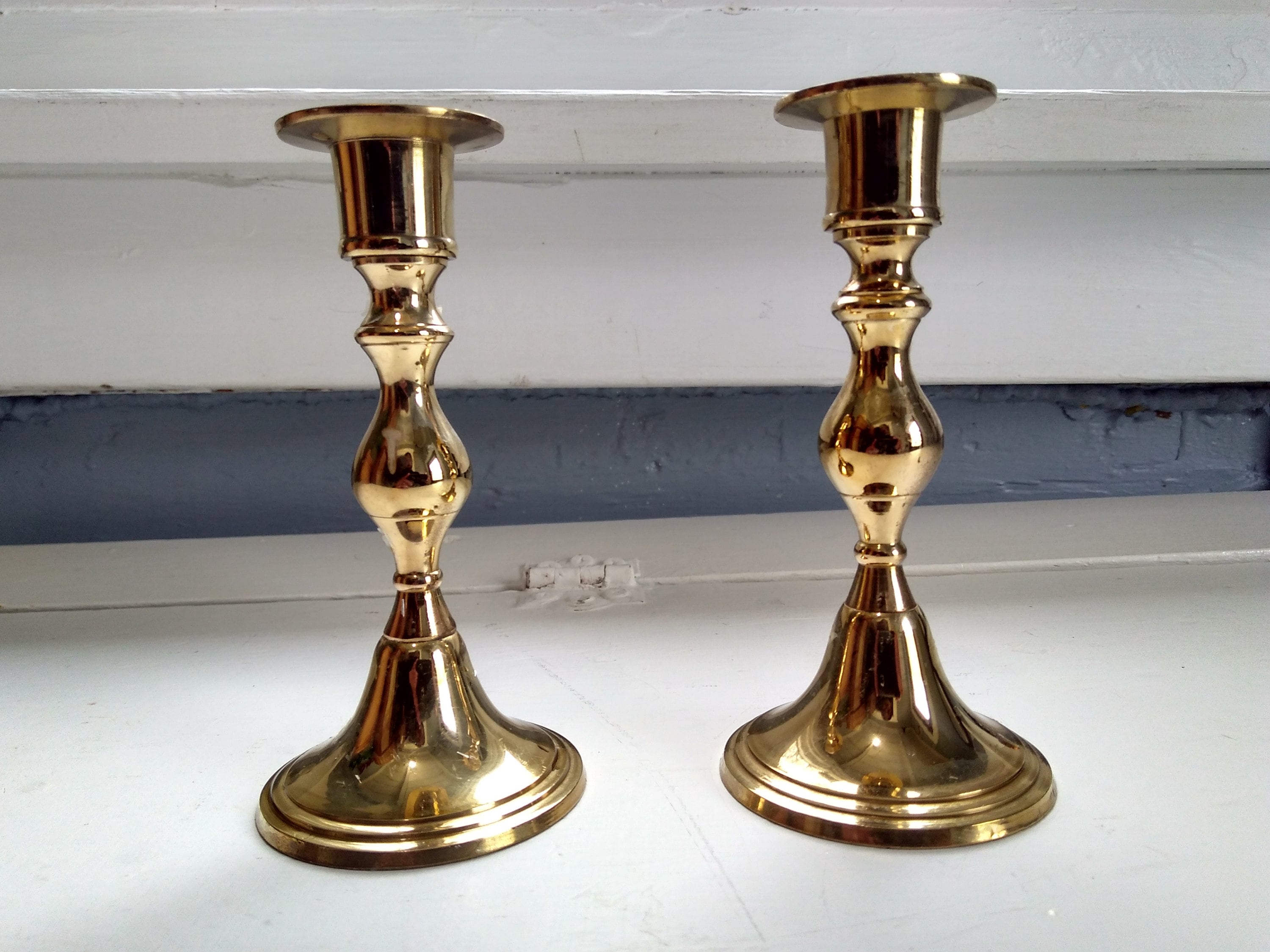 Candlestick Holders Pair Candle Holder Brass Dining room Dining Table
