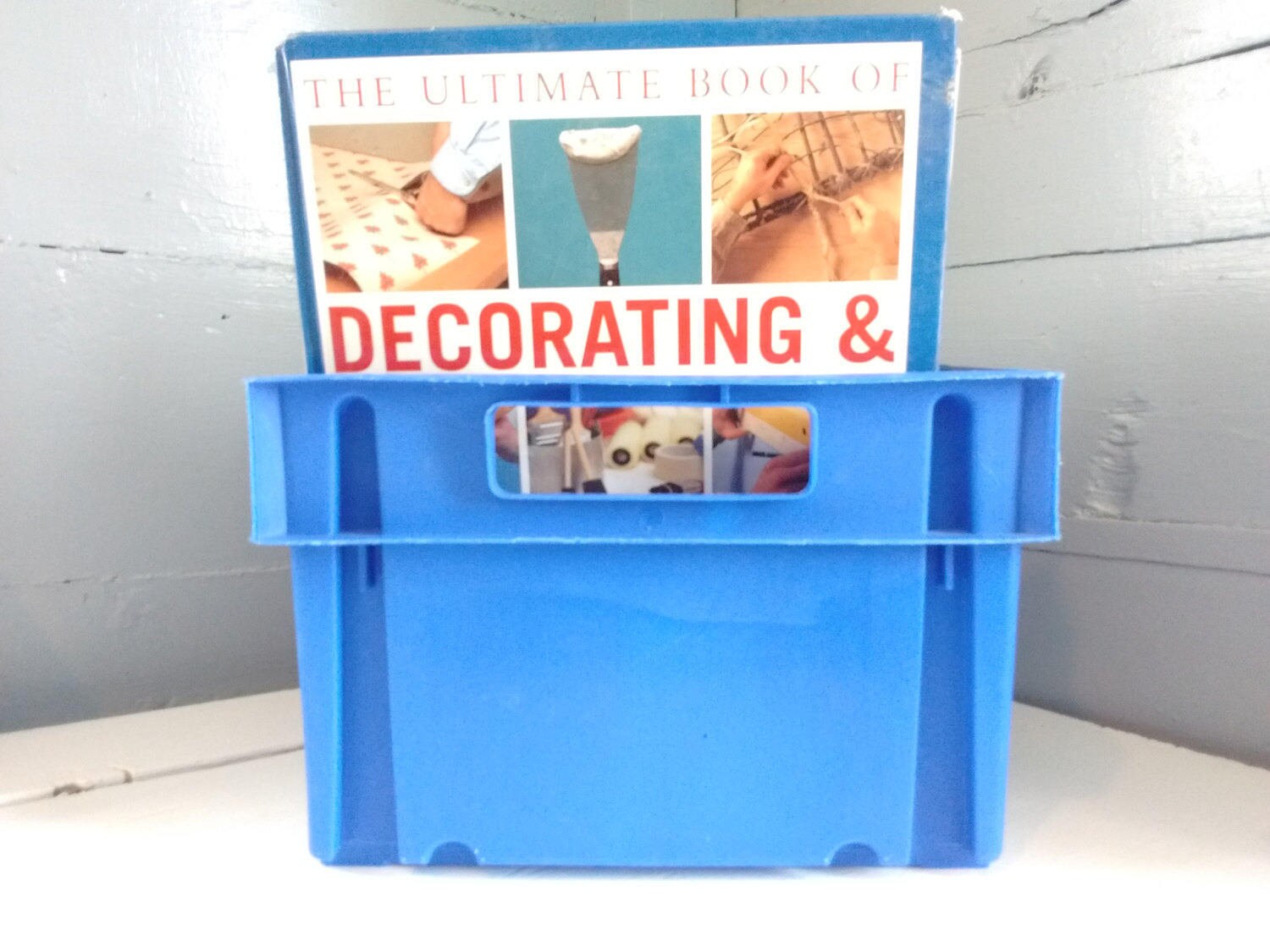 80s Retro Small Blue Plastic Crate With Handle Holes Lightweight