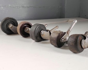 Vintage Furniture Wheels Casters Lot of Five Various Sizes Hardware Replacement Restoration RhymeswithDaughter