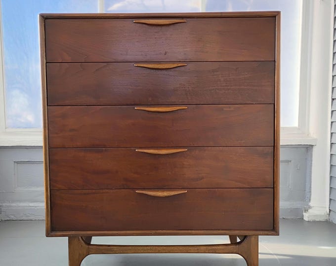 Featured listing image: Vintage Lane Perception MidCenturyModern Five Drawer; Tallboy, Chest of Drawers, Dresser, Bedroom Furniture, RhymeswithDaughter