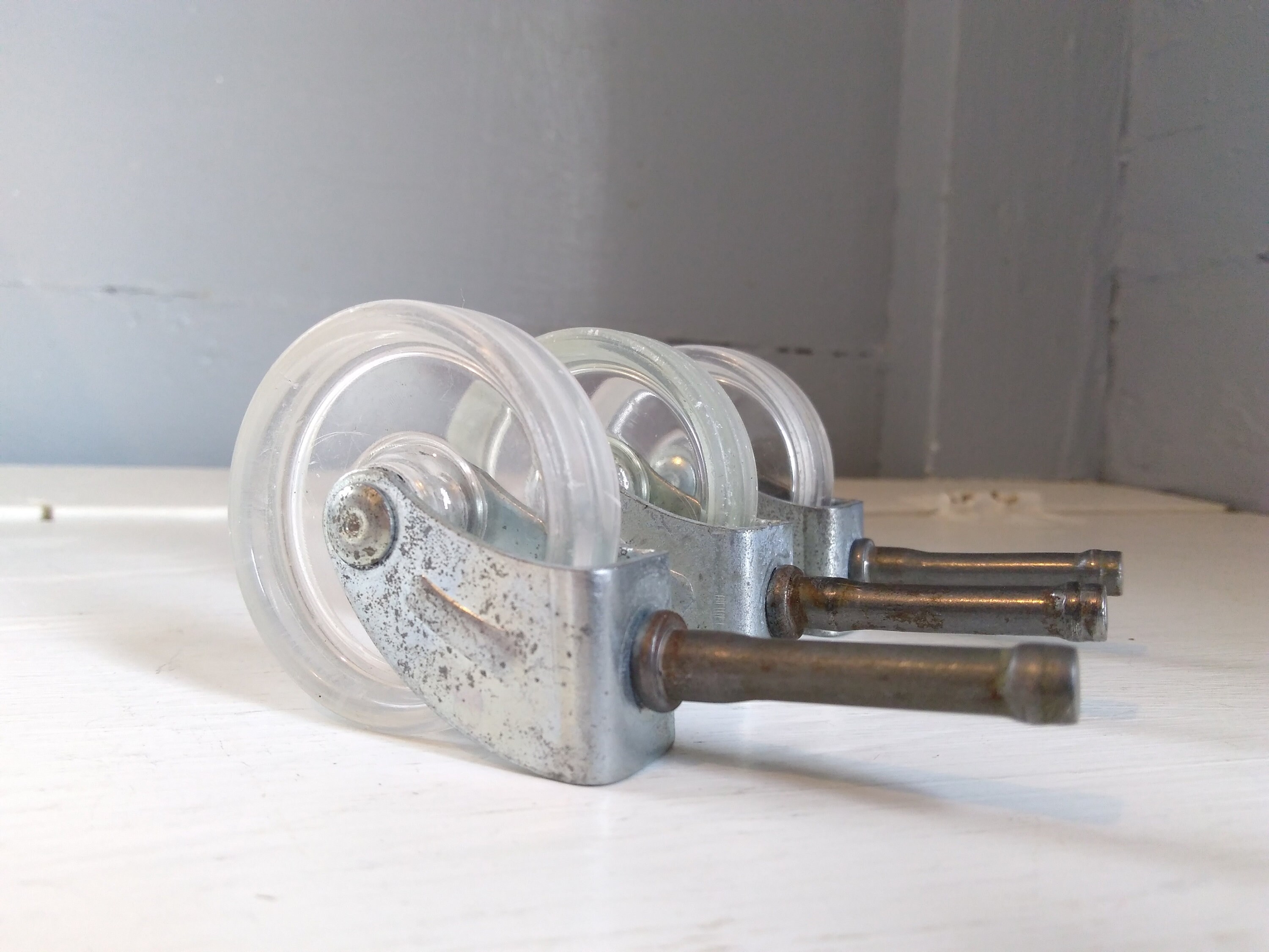 Vintage 2 Inch Clear Plastic Bar Cart Wheels Furniture Casters Lot Of Three Hardware Rhymeswithdaughter