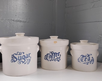 Pflatzgraff Yorktown Sugar, Coffee and Tea Canisters, Blue Kitchen Decor, RhymeswithDaughter