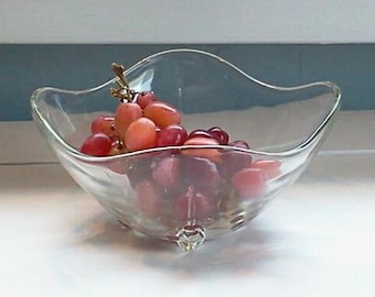 Candy Dish Nut Dish Mint Bowl Glass Vintage  Footed Decorative Bowl Mid Century Photo Prop  RhymeswithDaughter