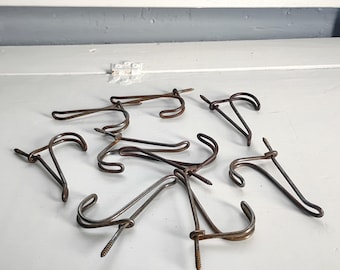 9 Vintage Twisted Metal Wire Hooks Closet Entryway Coat and Hat Hangers Rhymeswith Daughter