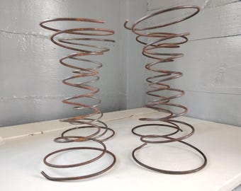 Vintage Furniture Springs Lot of Four Coil Hour Glass Spring Heavy Duty Furniture Repair 8 Gauge Industrial Decor RhymeswithDaughter