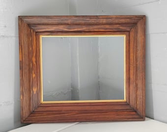 Vintage Wood Picture Frame for 8x10 Photo Stained Reddish Brown with Gold Inner Rim Accent Versatile Style Wall Mount RhymeswithDaughter
