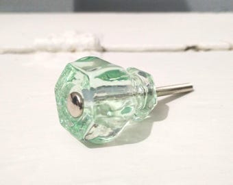 Teal 1x1 1/4 Inch Glass Knobs with Silver Color Screw Heads Cabinet Knobs Dresser Knobs Replacement Hardware RhymeswithDaughter