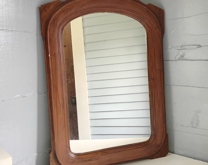 Featured listing image: Antique Wall Mirror Wood with Gilt Overlay Painted Brown, RhymeswithDaughter