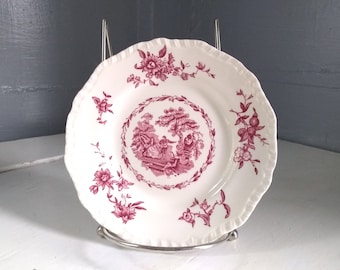 Vintage 40s Masons Pink Watteau Transferware Plate 6 Inch Ironstone China Kitchen Farmhouse Decor Photo Prop RhymeswithDaughter