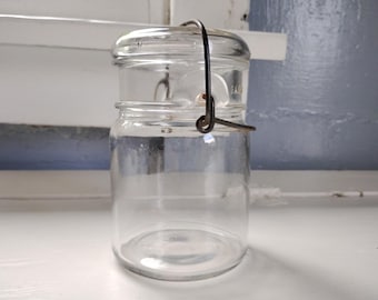 Glass Jar Wire Bale Lid Vintage Display Storage Jar Kitchen Decor Photo Prop RhymeswithDaughter