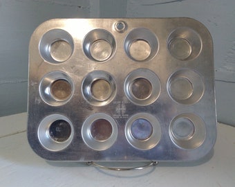 Mini Muffin Muffin Pan 12 Cup Cupcake Tin Wear Ever Aluminum Baking Pan Succulent Planter Kitchen Craftroom Vintage RhymeswithDaughter