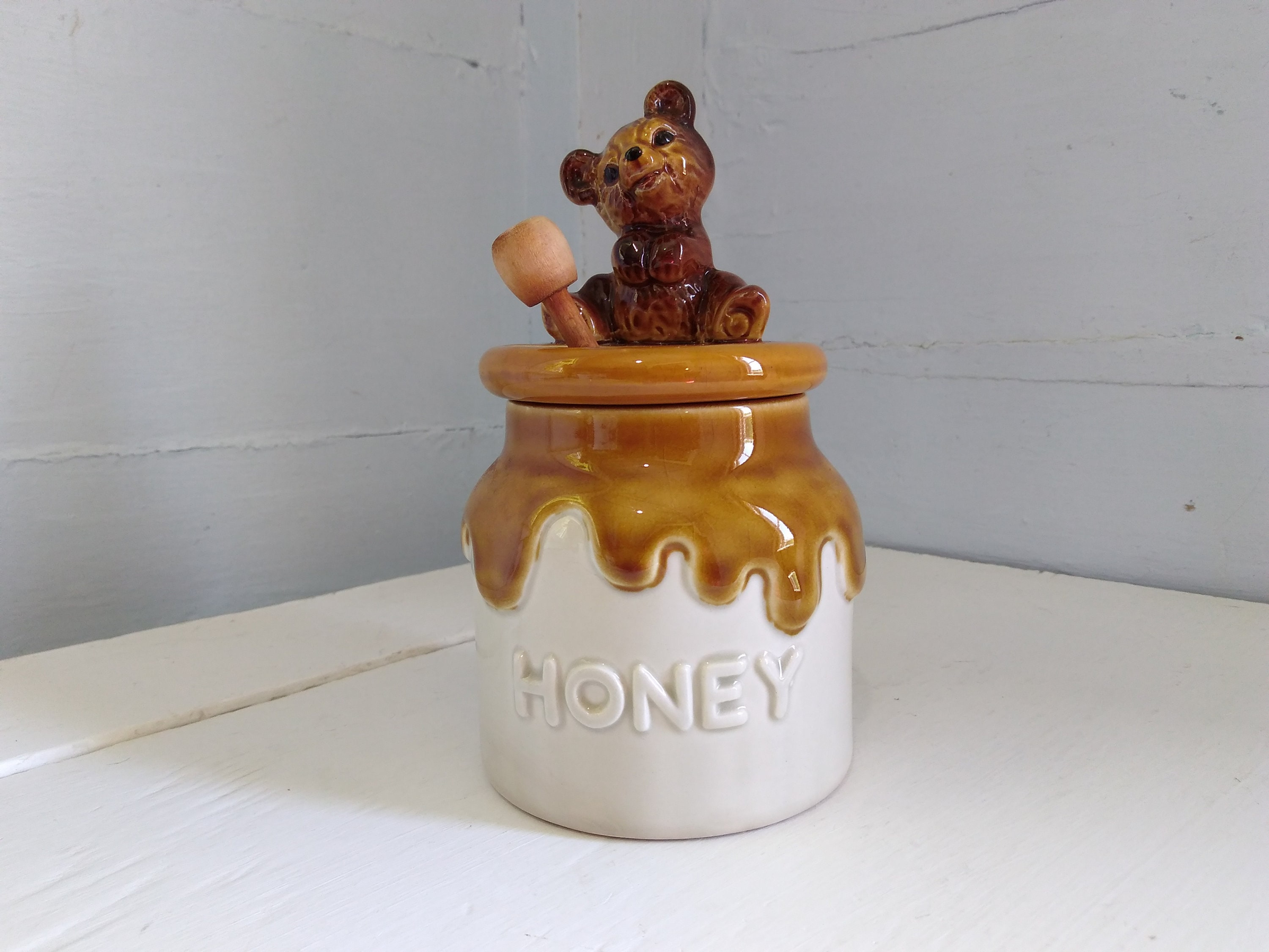 Vintage, Decorative, Ceramic, Honey Pot, Honey Jar, Kitchen Decor