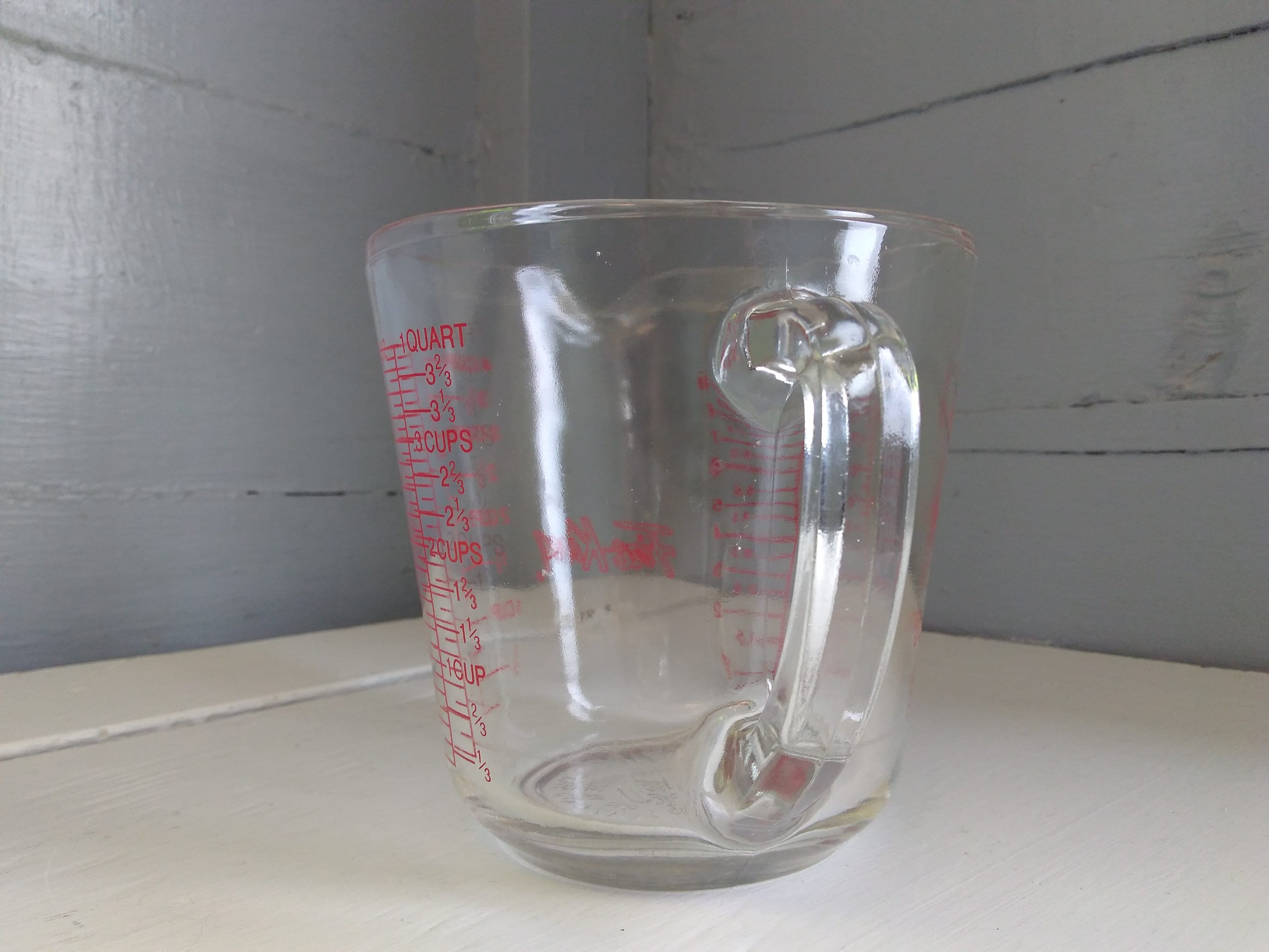 Vintage Fire King Measuring Cup Clear Glass 4 Cup with Pour Spout and