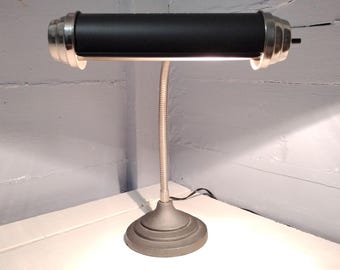 Vintage Atomic Era Piano Lamp Desk Lamp Adjustable Lamp Silver and Black/Gray Accent Light Reading Light RhymeswithDaughter
