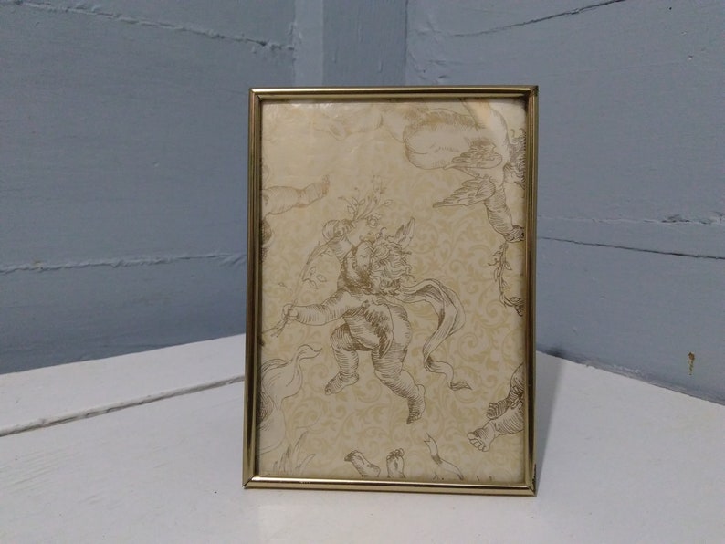 Vintage Picture Frame 5 X 7 Metal Gold Midcentury Rolled Image 0