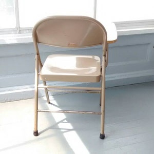 Vintage Krueger Folding Student Desk Chair, Mid Century Industrial Tablet Arm image 4