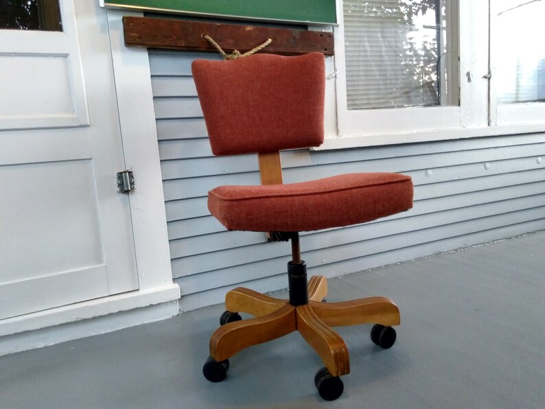 Vintage Rolling Desk Chair Midcentury Modern Industrial Office Etsy