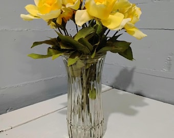 Vintage Clear Glass Flower Vase Hoosier Glass Heavy Thick Decorative Shapely Home Decor Table Decor Photo Prop RhymeswithDaughter