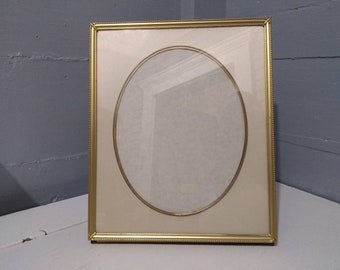 Vintage Metal Picture Frame 24 Karat Gold Plated 12x10 MidCentury Modern Wedding Family Photography Frame Photo Prop Rhymeswithdaughter