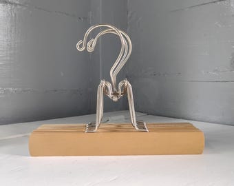 Vintage Wooden Clamp Hangers - Set of 3 Mid-Century Pants Skirt Hangers, Retro Closet Organization, Wooden Art Print Display Hangers