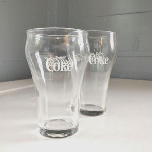 Two Vintage Coca Cola Glasses Coke Glass Glassware Drinking Glass RhymeswithDaughter, RhymeswithDaughter