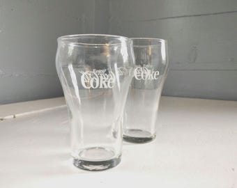 Two Vintage Coca Cola Glasses Coke Glass Glassware Drinking Glass RhymeswithDaughter