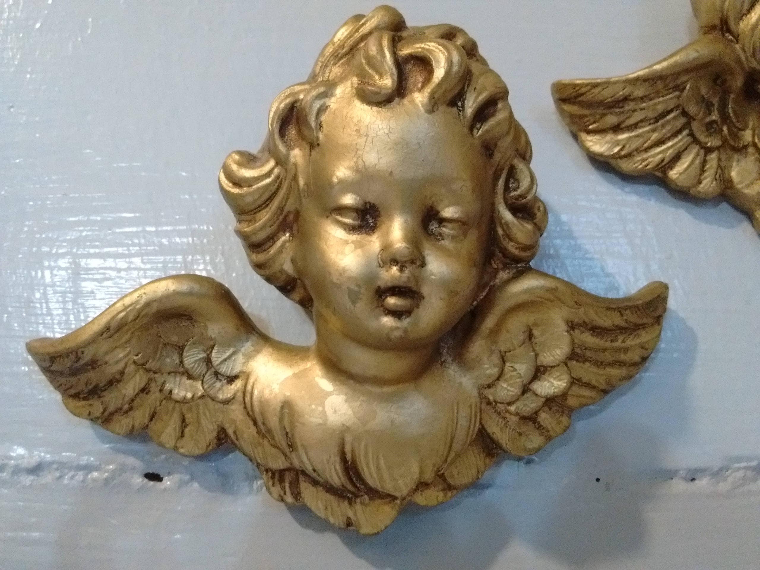 Angel, Angels, Cherubs, Wall Hangings, 3D Art, Collectable, Gold, Made