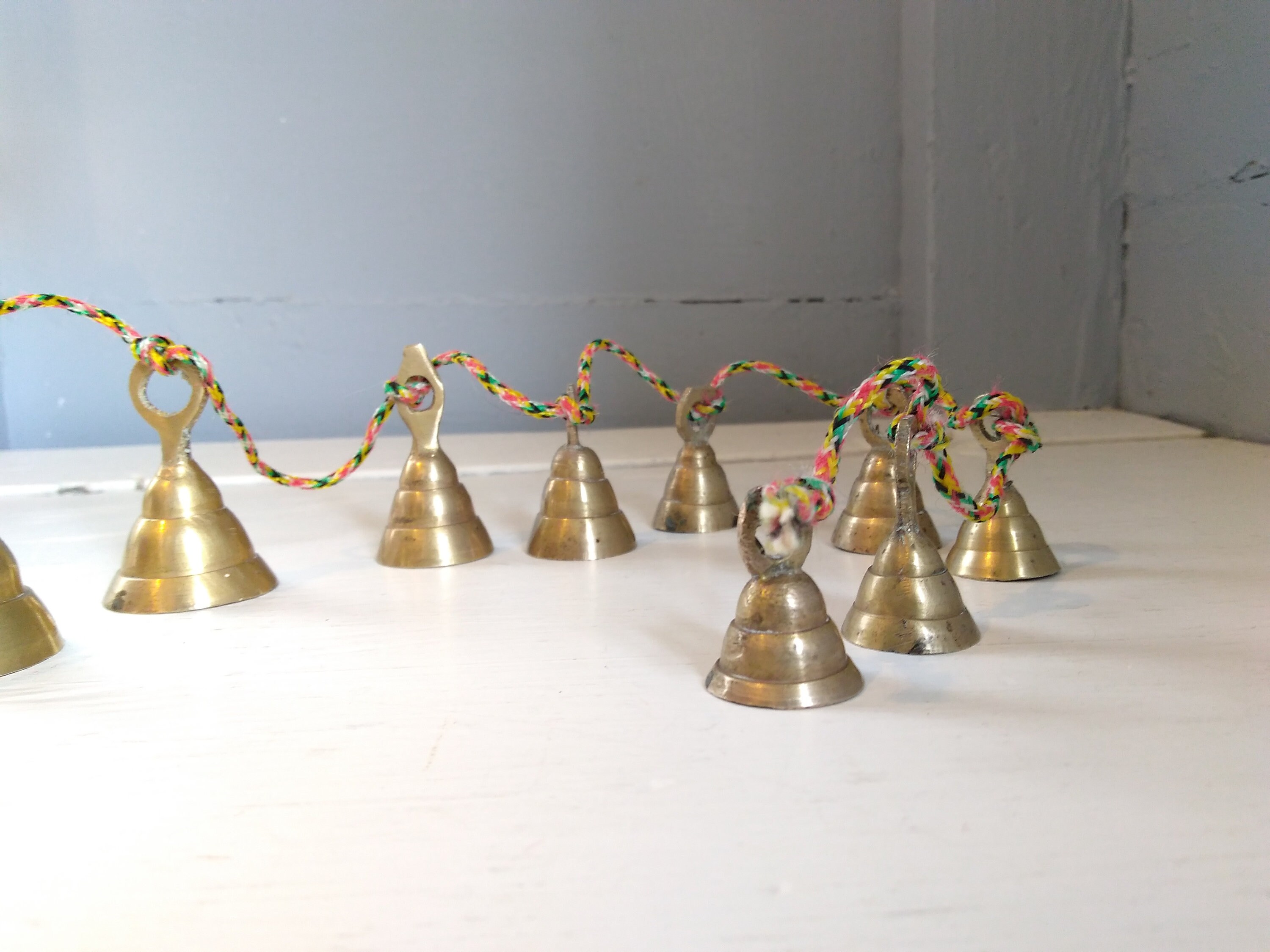 Vintage, Brass, Bell, Wind Chime, String of Bells, Door Chimes