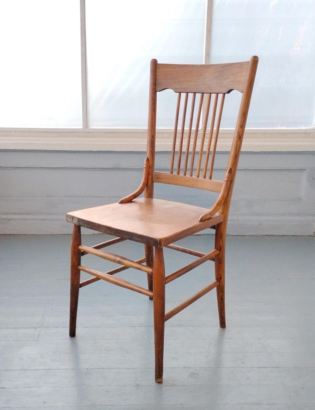 Antique Wood Kitchen Chair Spindle Back Desk Chair Side Chair Rustic ...